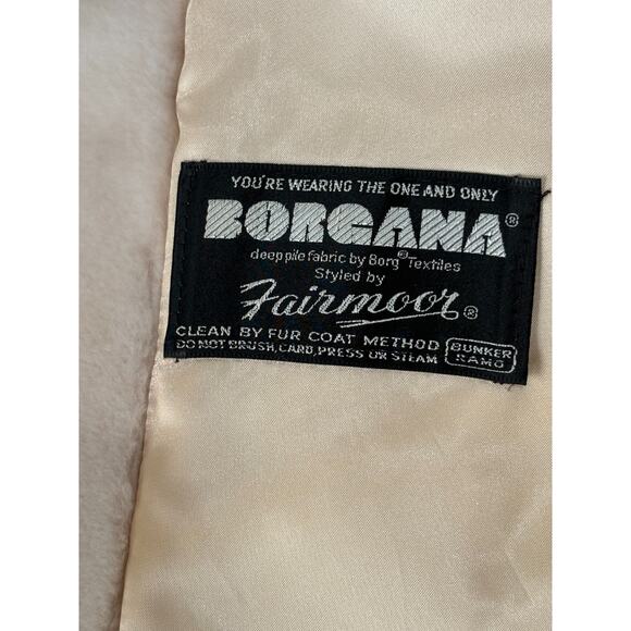 Vintage Borgana Faux Fur Coat Womens M L Tan Teddy Bear Mob Wife 50s - Picture 11 of 13